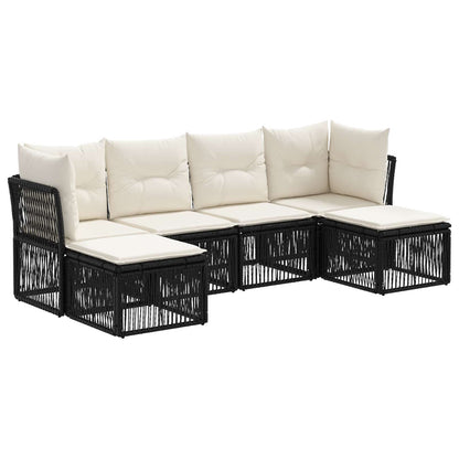 Set Divano da Giardino 6 pcs Nero polyrattan | homemem39
