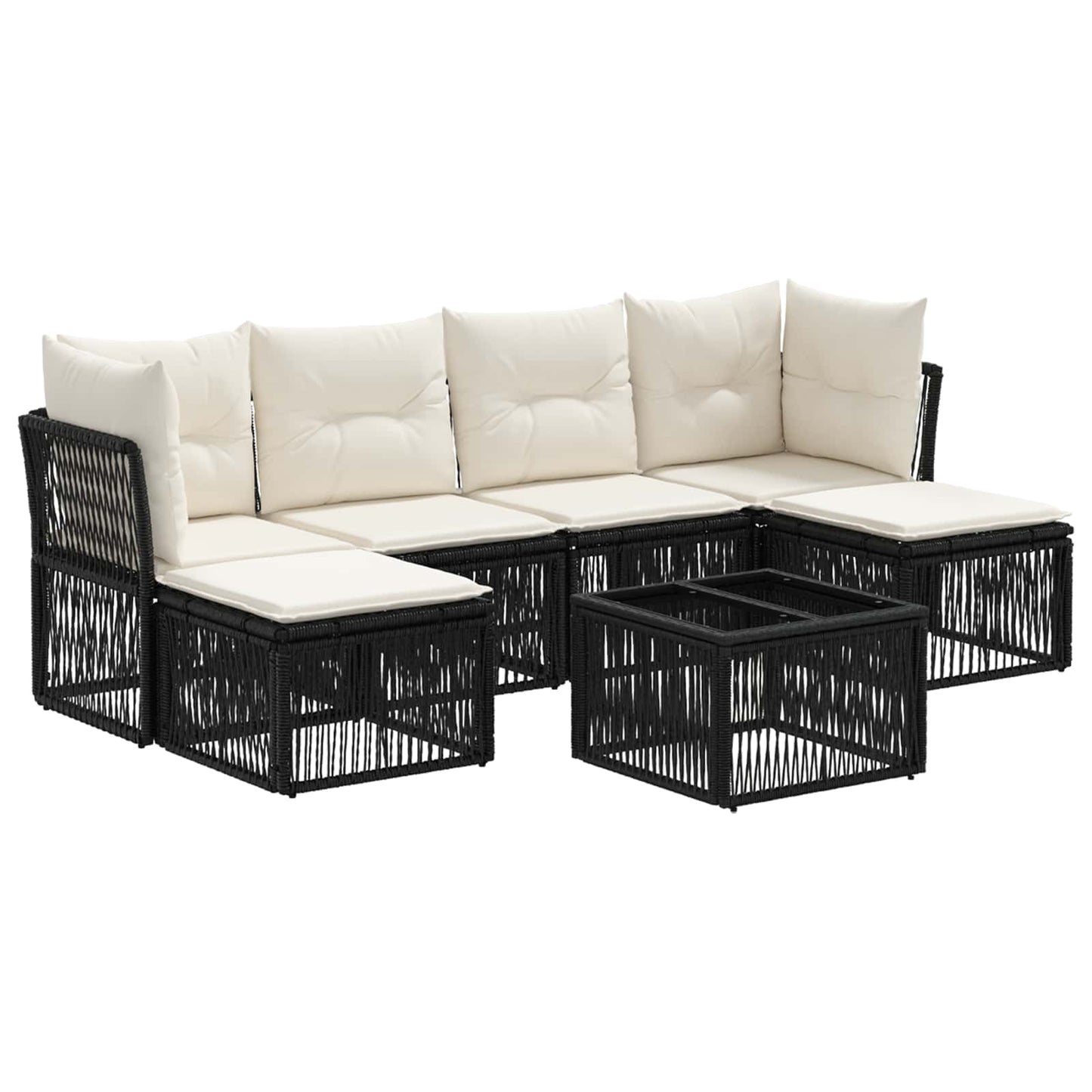 Set Divano da Giardino 7 pcs Nero polyrattan | homemem39