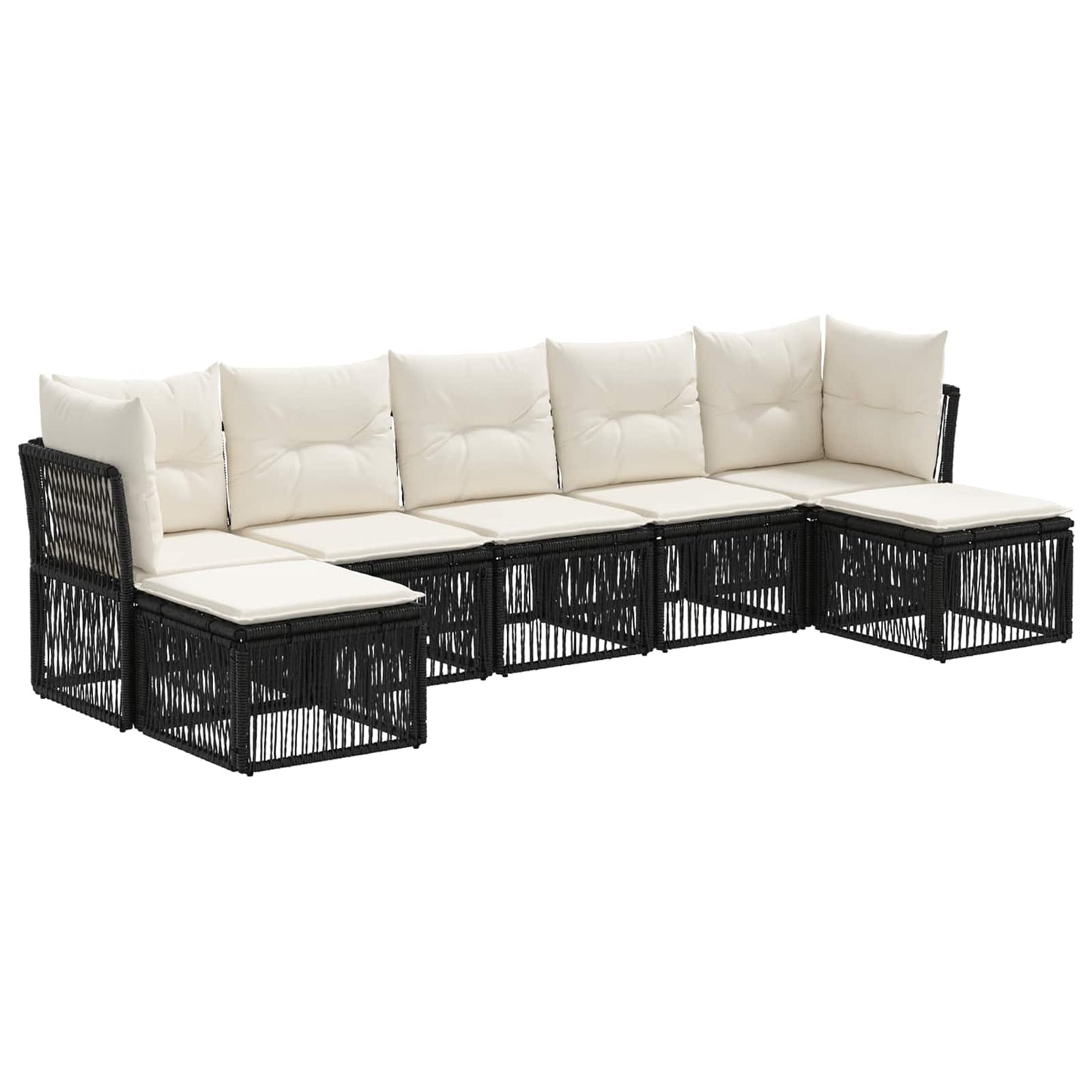 Set Divano da Giardino 7 pcs Nero polyrattan | homemem39