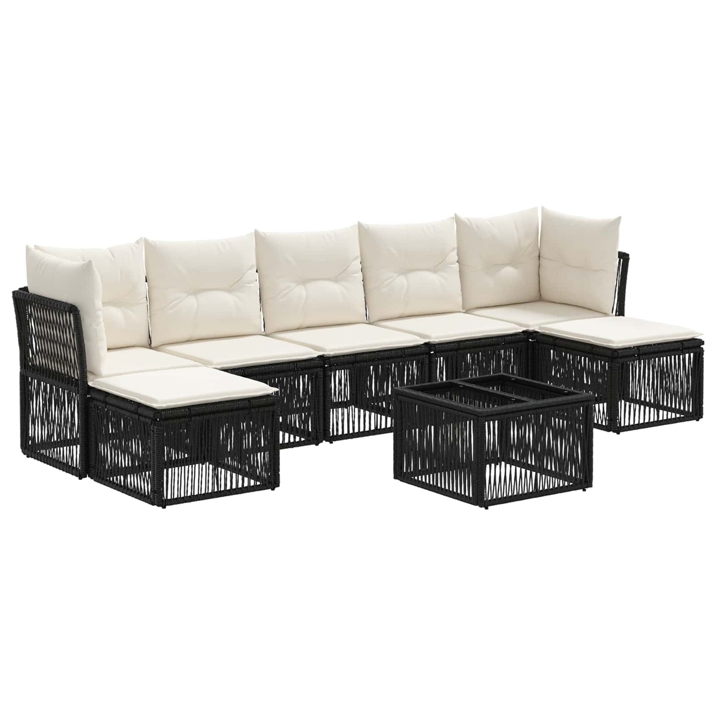Set Divano da Giardino 8 pcs Nero polyrattan | homemem39