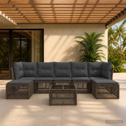 Set Divano da Giardino 8 pcs Grigio polyrattan | homemem39