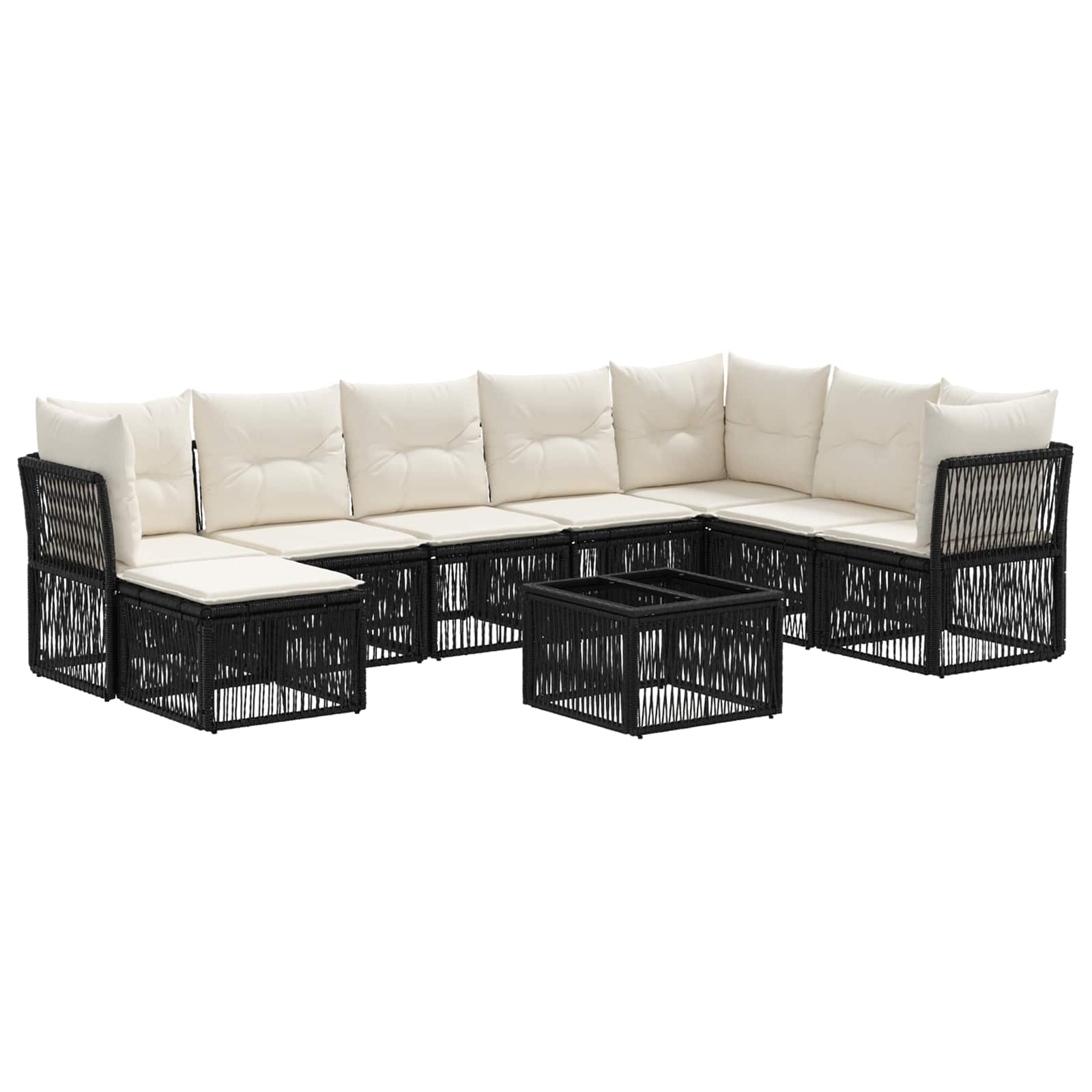 Set Divano da Giardino 9 pcs Nero polyrattan | homemem39