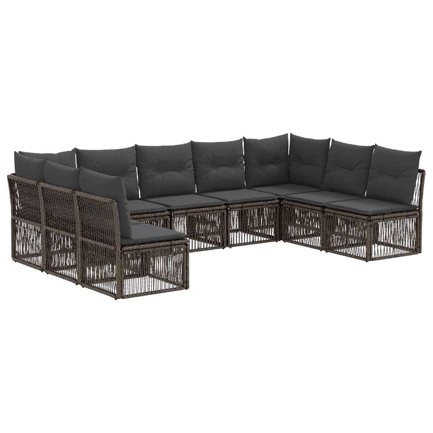 Set Divano da Giardino 9 pcs Grigio polyrattan | homemem39