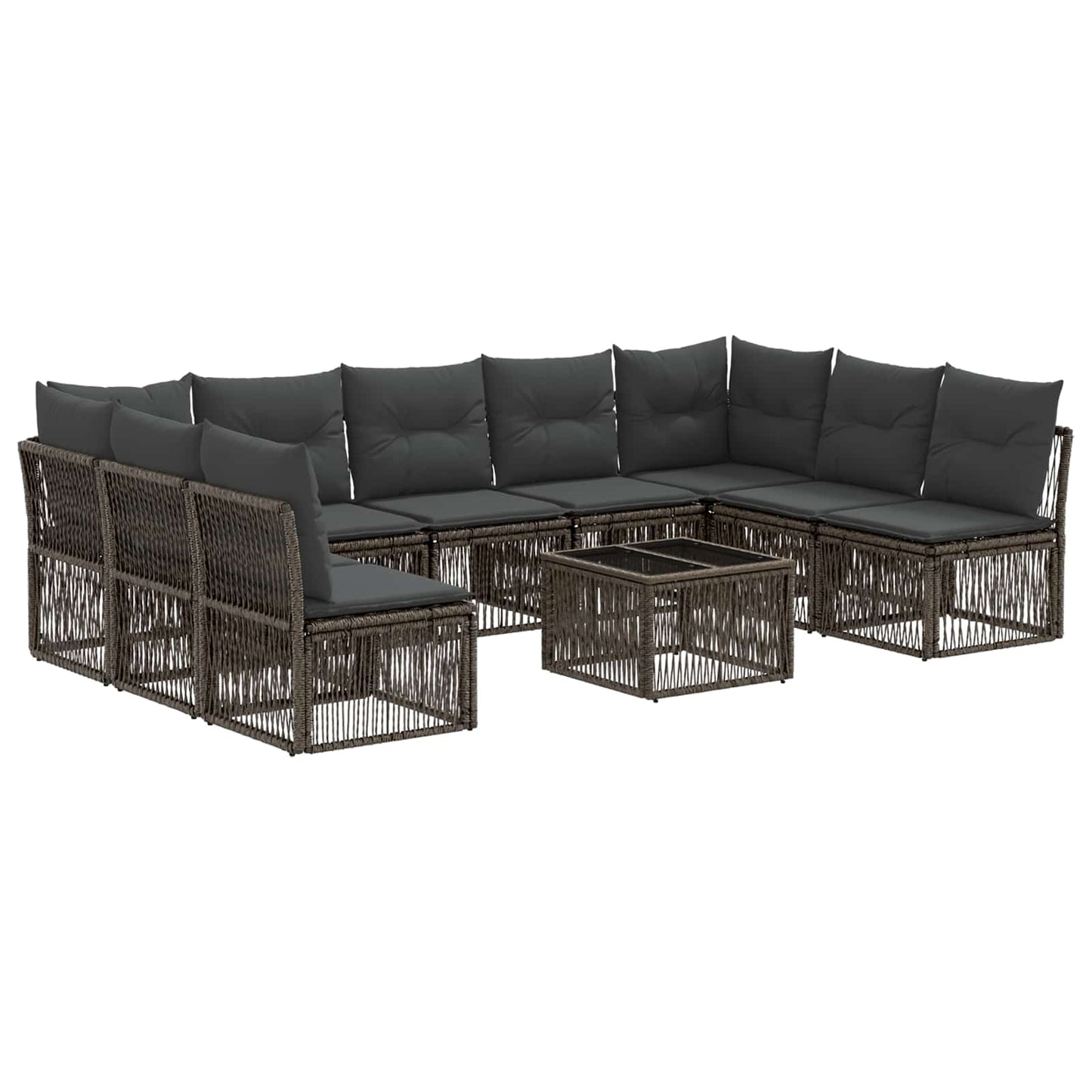 Set Divano da Giardino 10 pcs Grigio polyrattan | homemem39