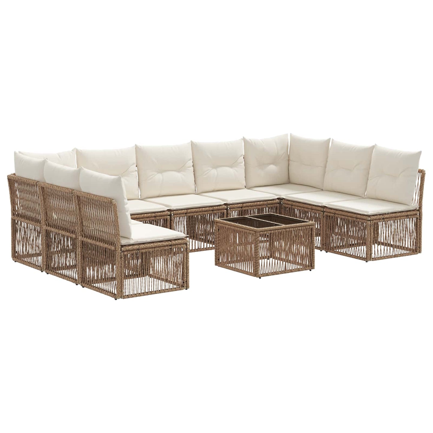 Set Divano da Giardino 10 pcs Beige polyrattan | homemem39