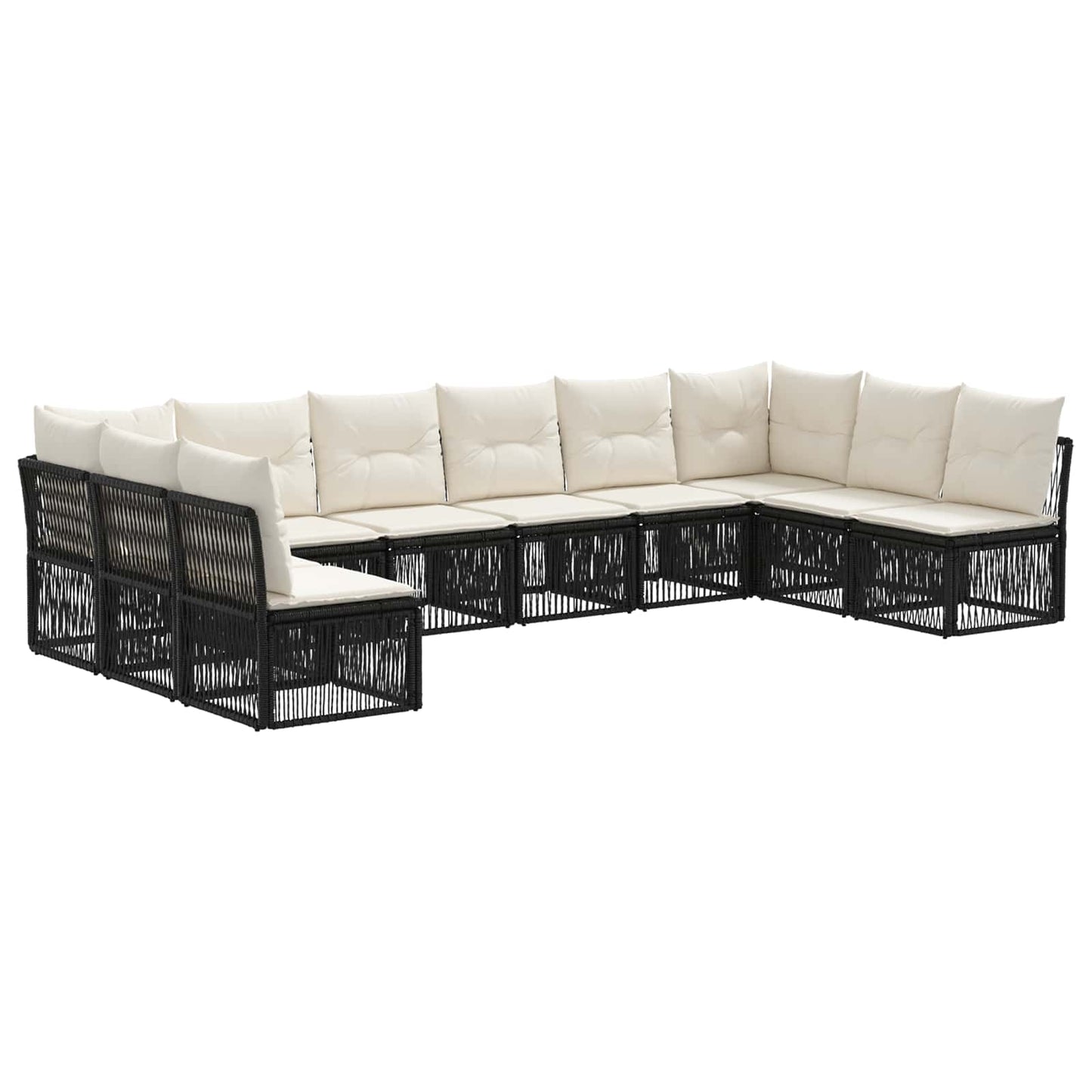 Set Divano da Giardino 10 pcs Nero polyrattan