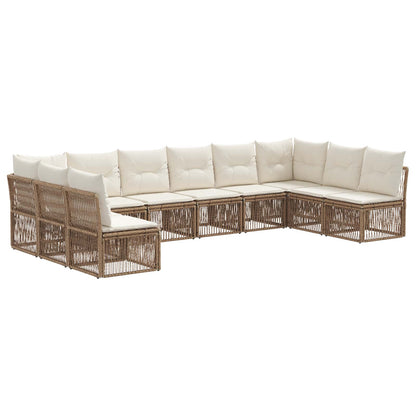 Set Divano da Giardino 10 pcs Beige polyrattan | homemem39