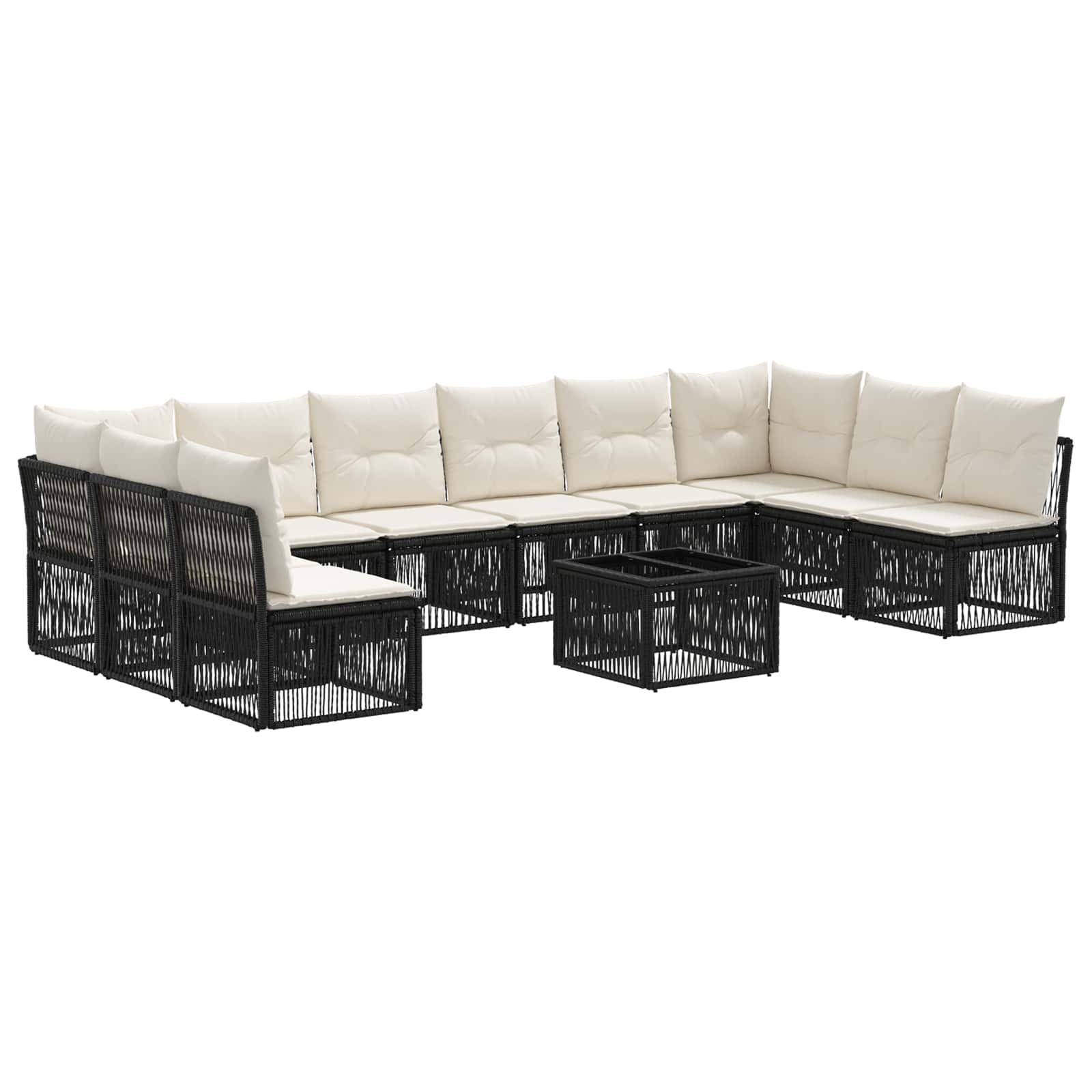 Set Divano da Giardino 11 pcs Nero polyrattan | homemem39