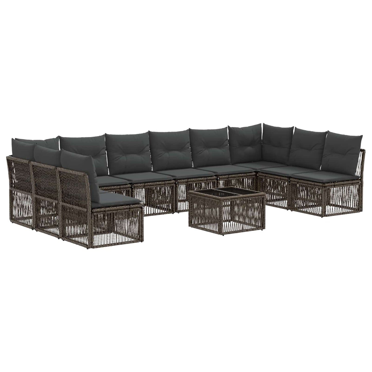Set Divano da Giardino 11 pcs Grigio polyrattan | homemem39