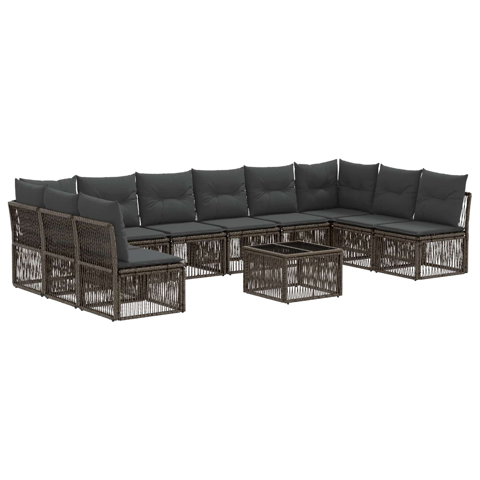Set Divano da Giardino 11 pcs Grigio polyrattan | homemem39