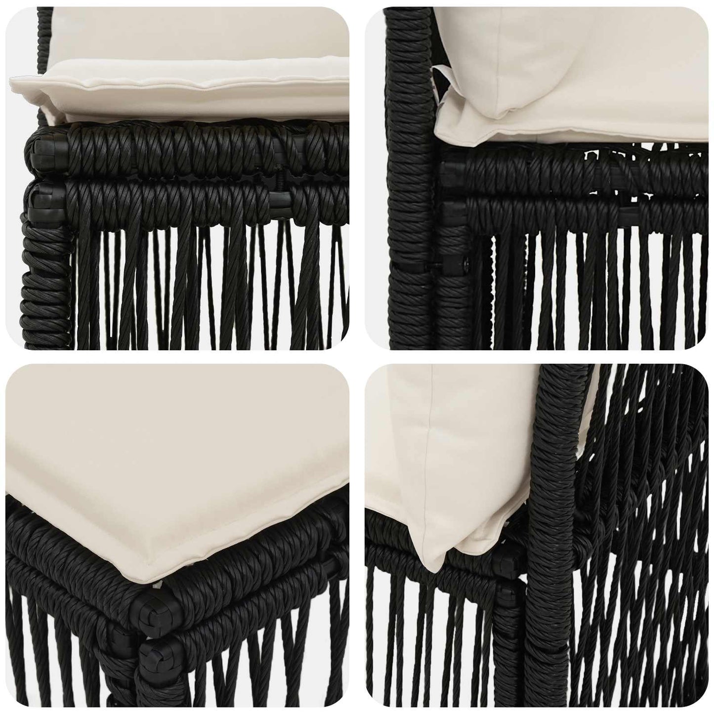 Set Divano da Giardino 7 pz 7-Numero di posti Nero polyrattan | homemem39