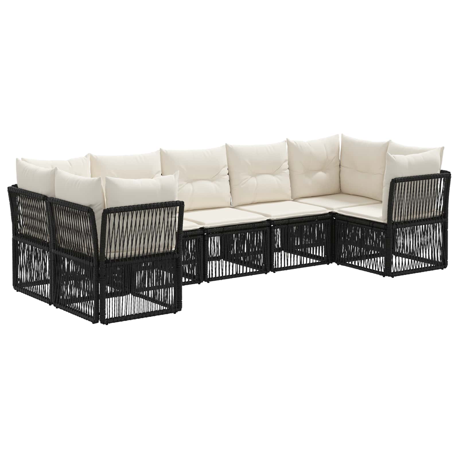 Set Divano da Giardino 7 pz 7-Numero di posti Nero polyrattan | homemem39