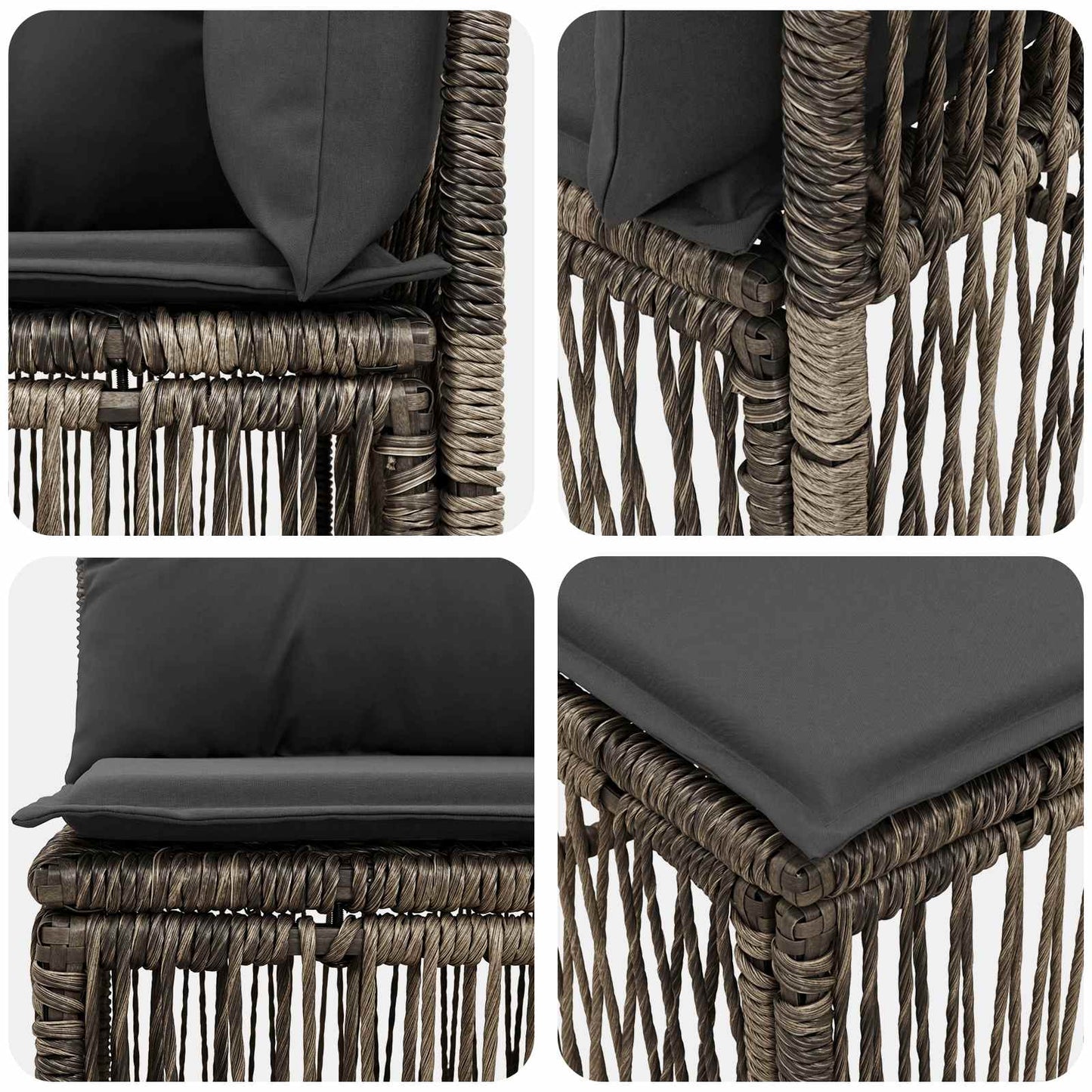 Set Divano da Giardino 7 pz 7-Numero di posti Grigio polyrattan | homemem39