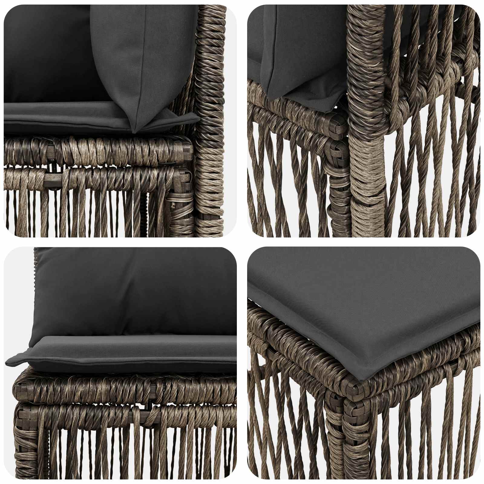 Set Divano da Giardino 7 pz 7-Numero di posti Grigio polyrattan | homemem39