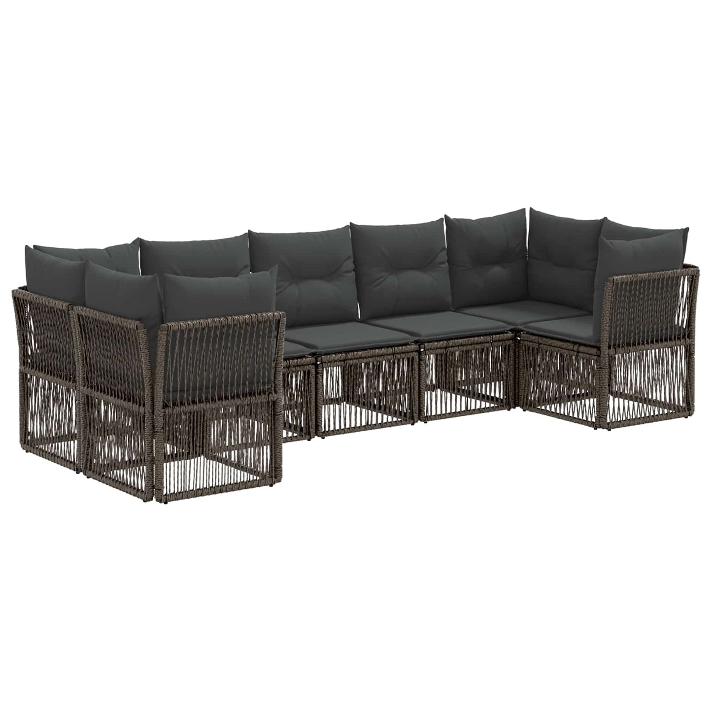 Set Divano da Giardino 7 pz 7-Numero di posti Grigio polyrattan | homemem39