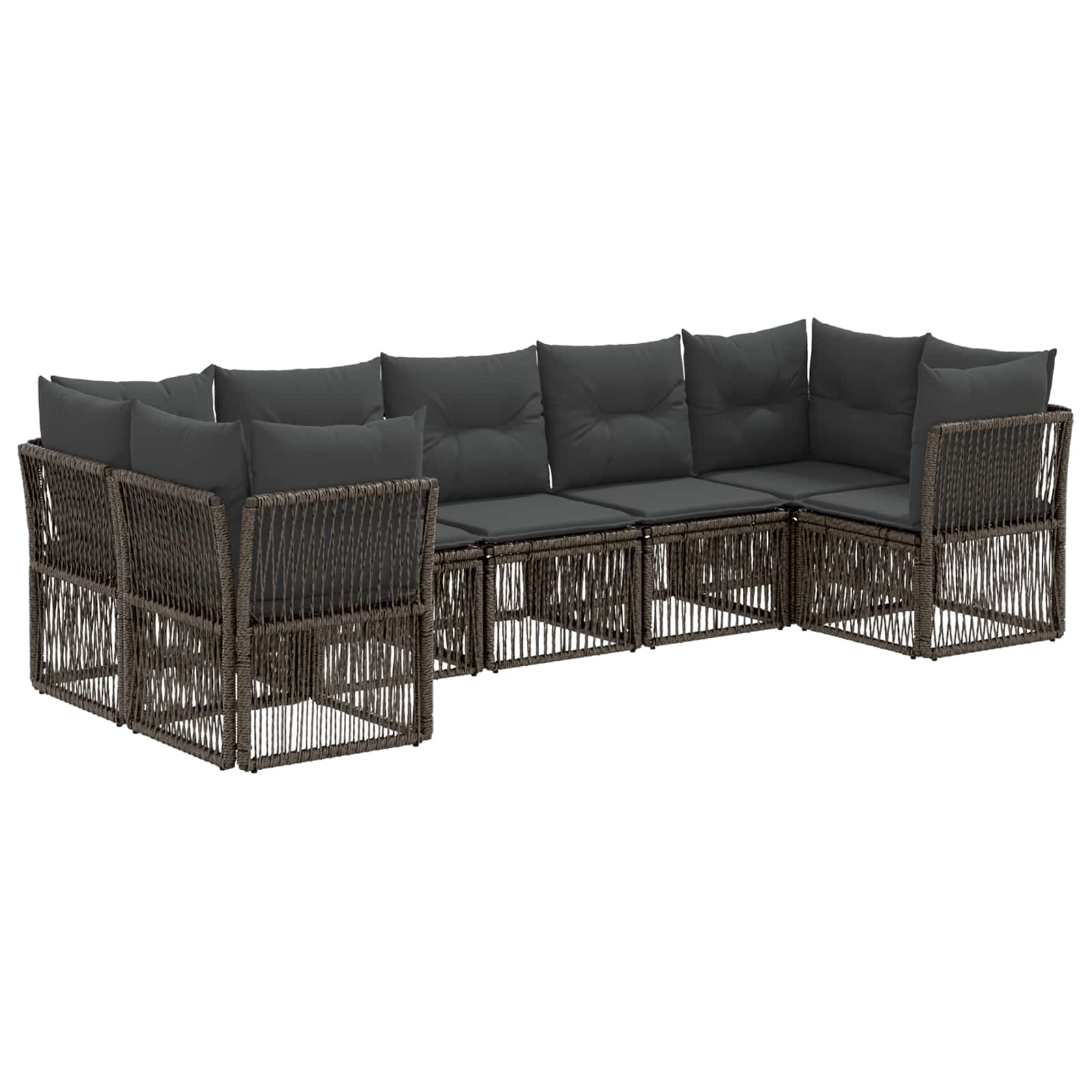Set Divano da Giardino 7 pz 7-Numero di posti Grigio polyrattan | homemem39