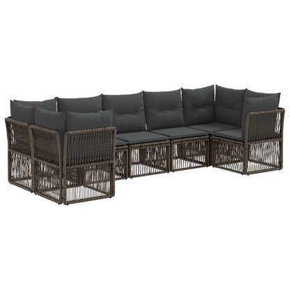 Set Divano da Giardino 7 pz 7-Numero di posti Grigio polyrattan | homemem39