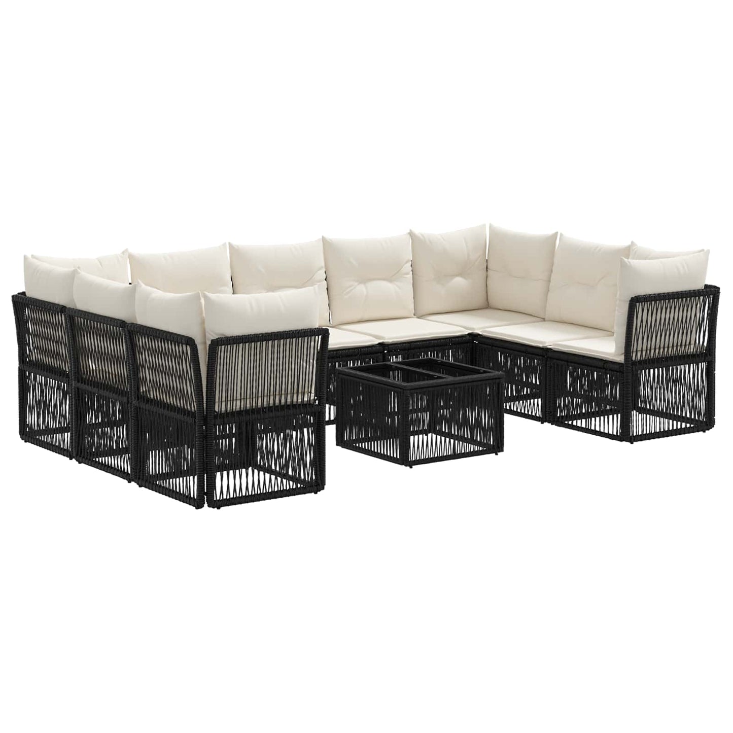 Set Divano da Giardino 10 pcs Nero polyrattan | homemem39