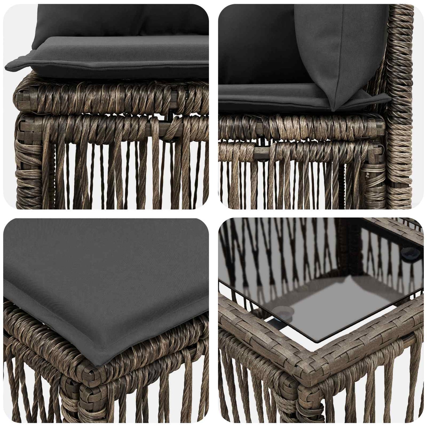 Set Divano da Giardino 10 pcs Grigio polyrattan | homemem39
