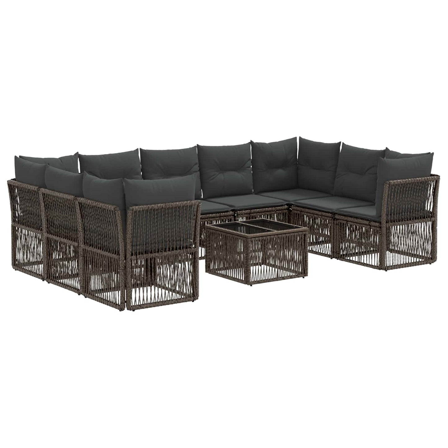 Set Divano da Giardino 10 pcs Grigio polyrattan | homemem39