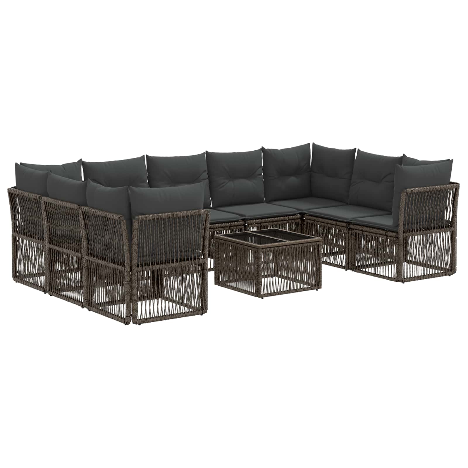 Set Divano da Giardino 10 pcs Grigio polyrattan | homemem39