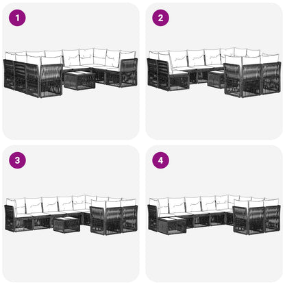 Set Divano da Giardino 10 pcs Grigio polyrattan | homemem39