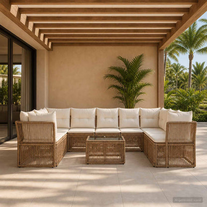 Set Divano da Giardino 10 pcs Beige polyrattan | homemem39