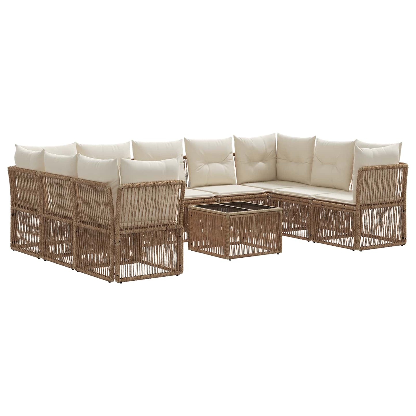 Set Divano da Giardino 10 pcs Beige polyrattan | homemem39