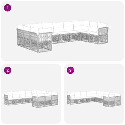 Set Divano da Giardino 10 pcs Grigio polyrattan | homemem39