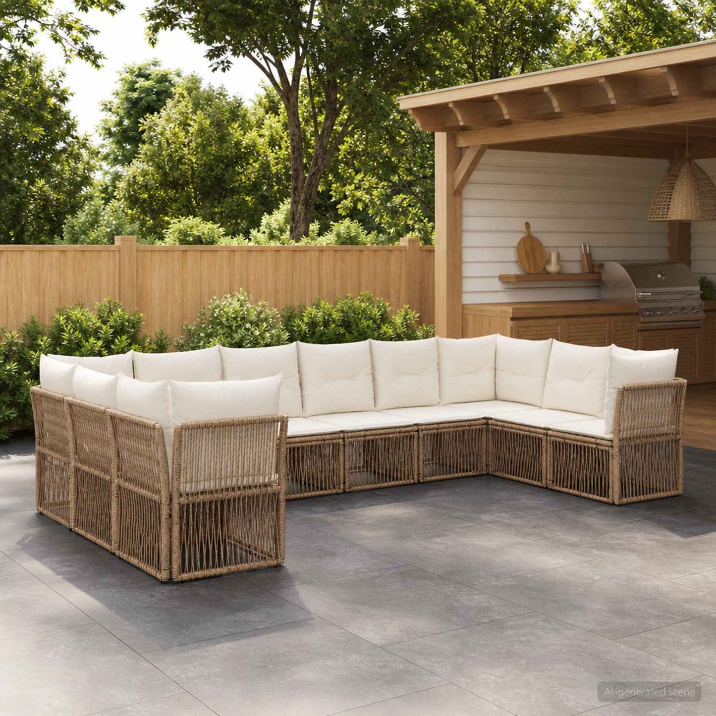 Set Divano da Giardino 10 pcs Beige polyrattan | homemem39