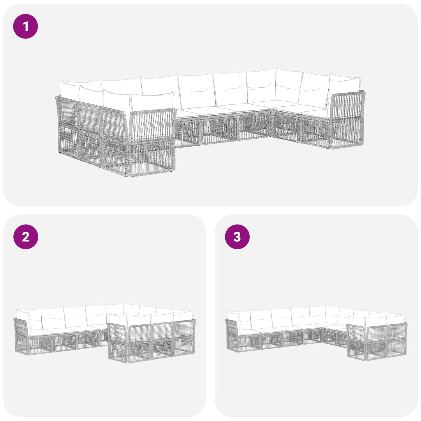Set Divano da Giardino 10 pcs Beige polyrattan | homemem39