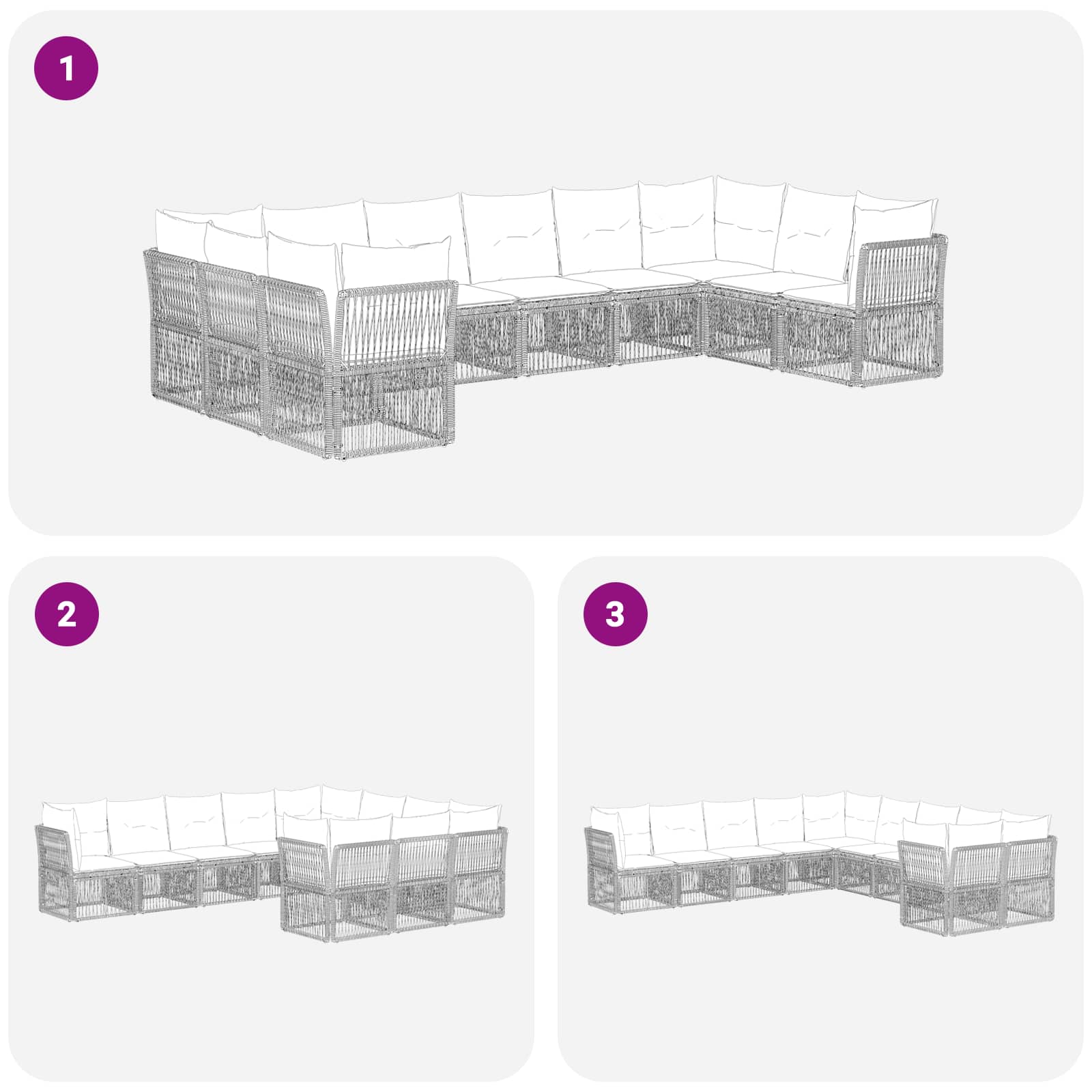 Set Divano da Giardino 10 pcs Beige polyrattan | homemem39