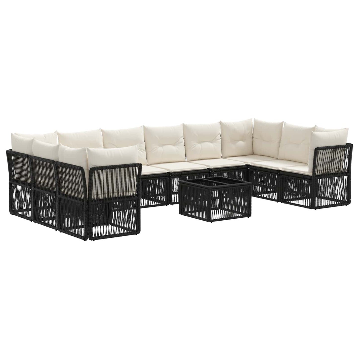 Set Divano da Giardino 11 pcs Nero polyrattan | homemem39