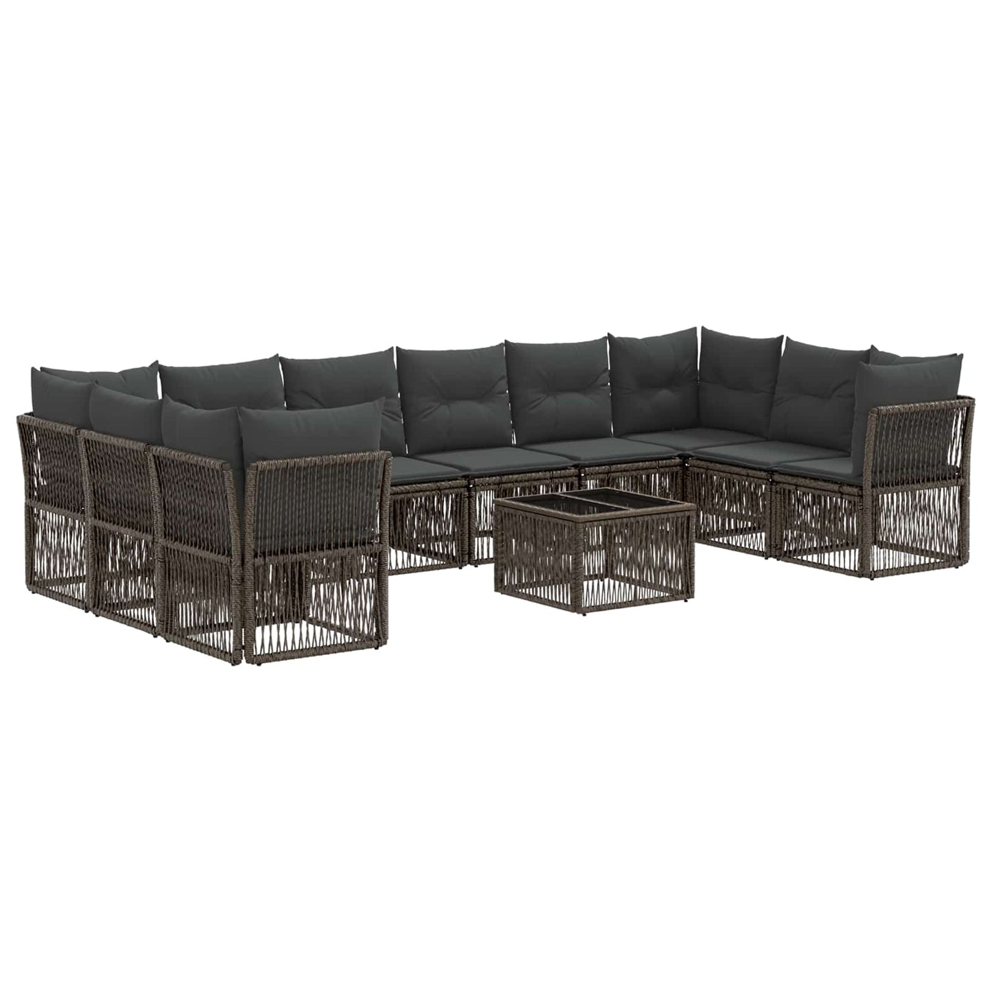 Set Divano da Giardino 11 pcs Grigio polyrattan | homemem39