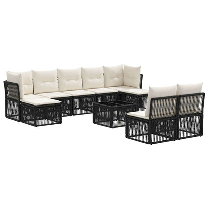 Set Divano da Giardino 10 pcs Nero polyrattan | homemem39