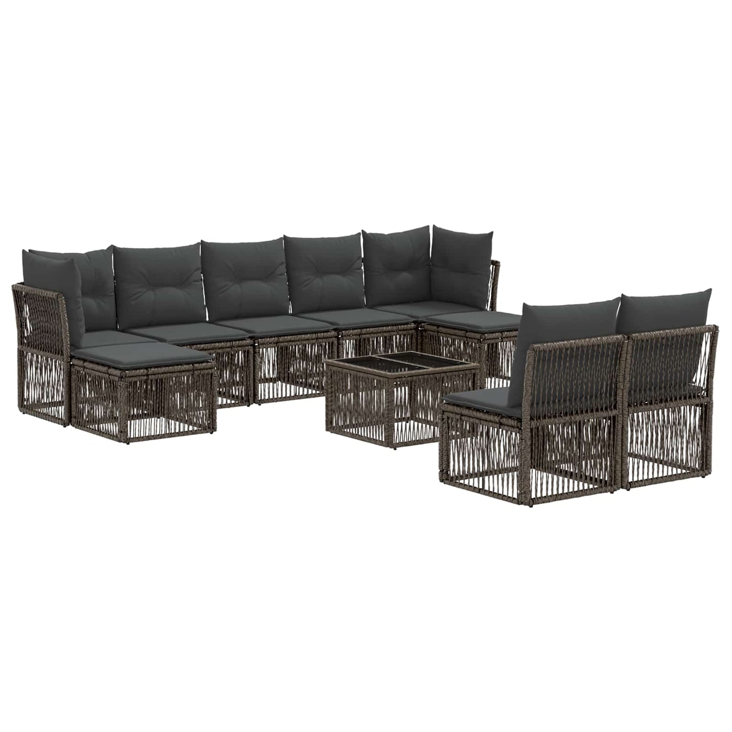 Set Divano da Giardino 10 pcs Grigio polyrattan | homemem39