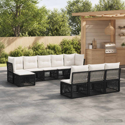 Set Divano da Giardino 10 pcs Nero polyrattan | homemem39