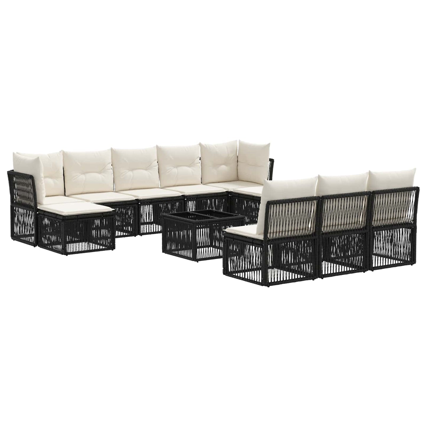 Set Divano da Giardino 11 pcs Nero polyrattan | homemem39