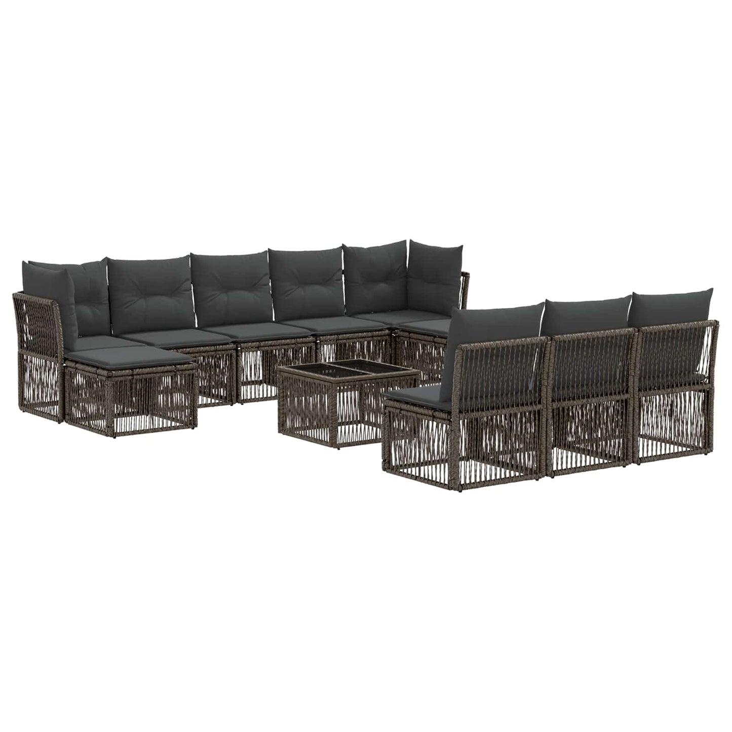 Set Divano da Giardino 11 pcs Grigio polyrattan | homemem39