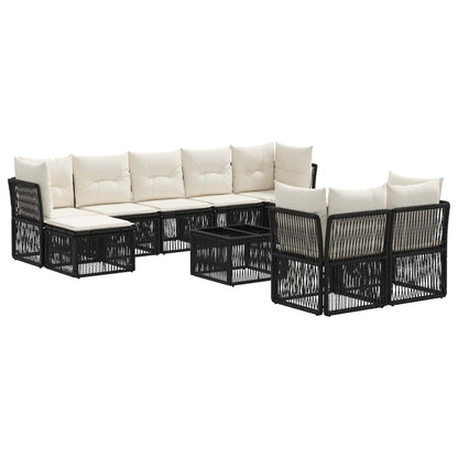 Set Divano da Giardino 10 pcs Nero polyrattan | homemem39