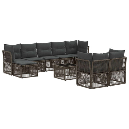 Set Divano da Giardino 10 pcs Grigio polyrattan | homemem39