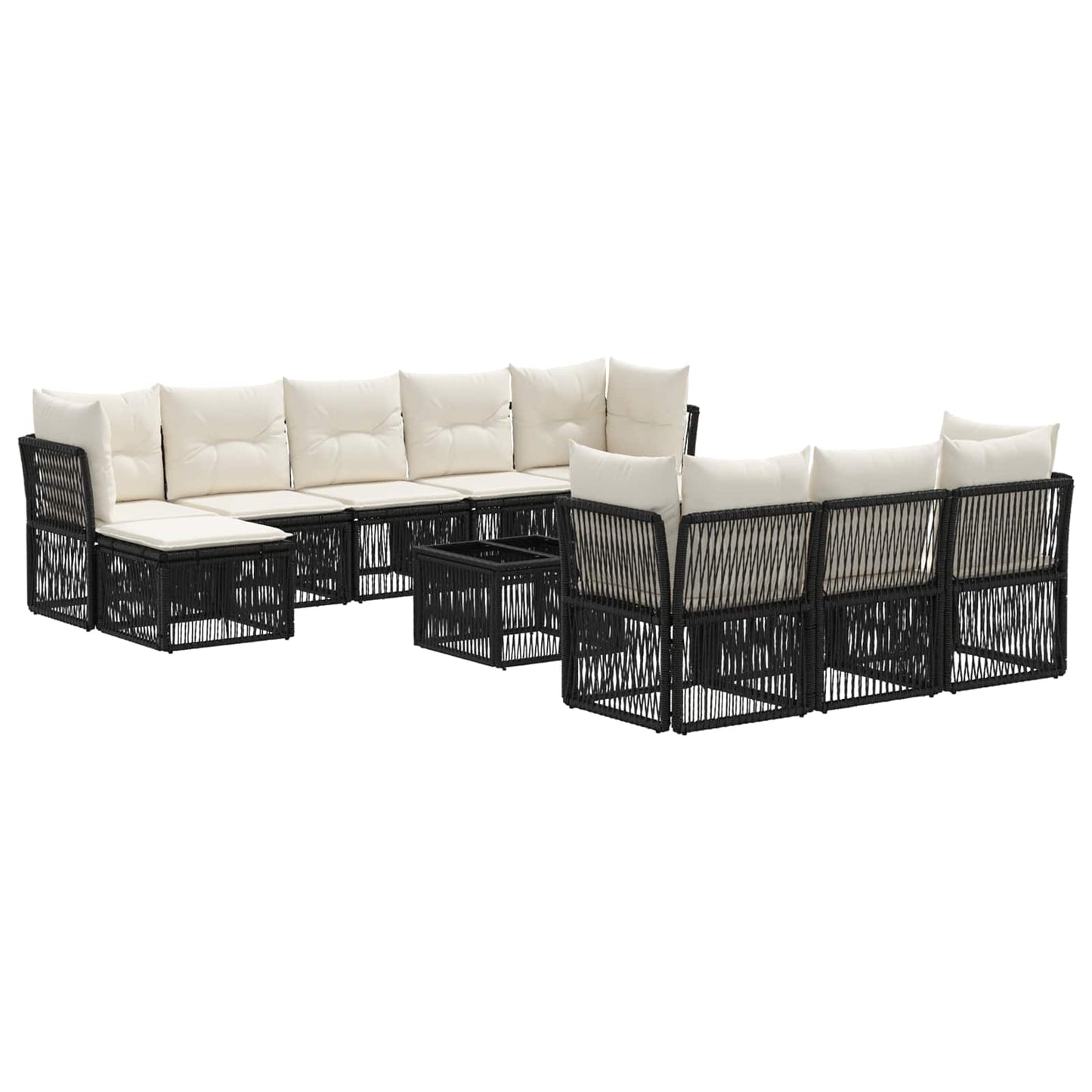 Set Divano da Giardino 11 pcs Nero polyrattan | homemem39