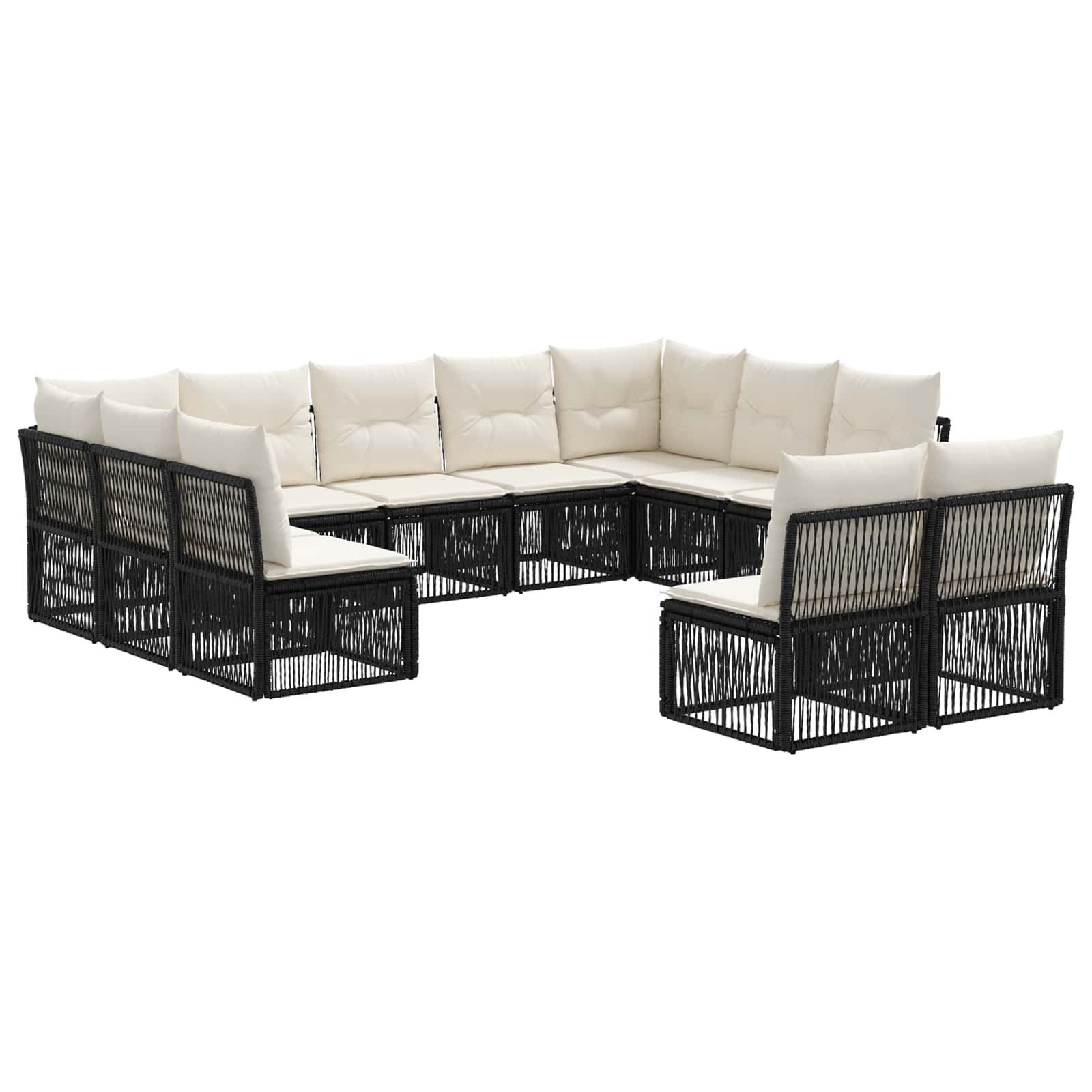 Set Divano da Giardino 11 pcs Nero polyrattan | homemem39