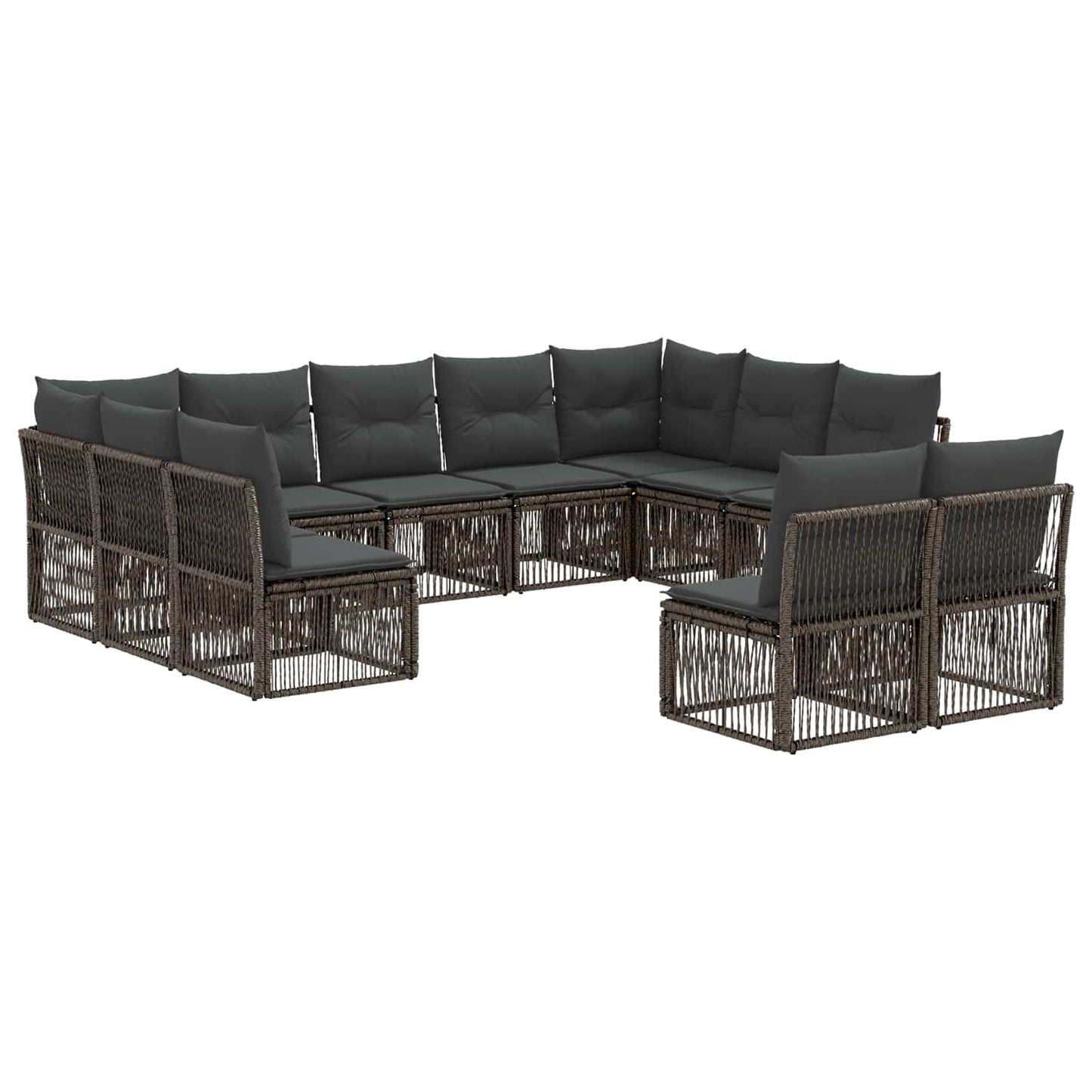 Set Divano da Giardino 11 pcs Grigio polyrattan | homemem39