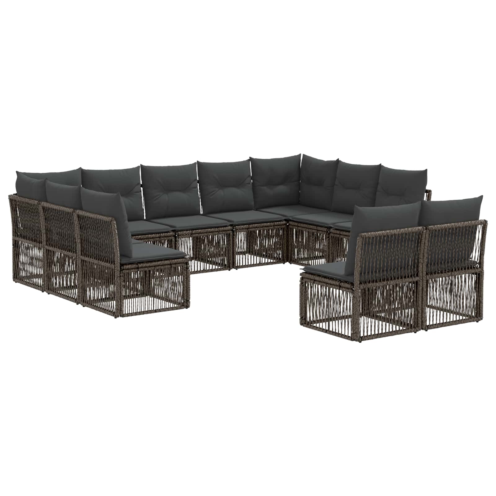 Set Divano da Giardino 11 pcs Grigio polyrattan | homemem39
