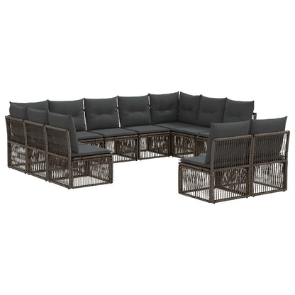 Set Divano da Giardino 11 pcs Grigio polyrattan | homemem39