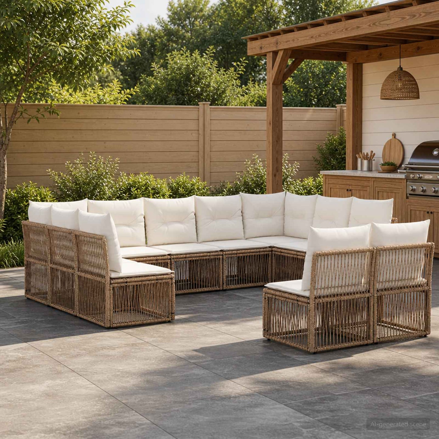 Set Divano da Giardino 11 pcs Beige polyrattan | homemem39