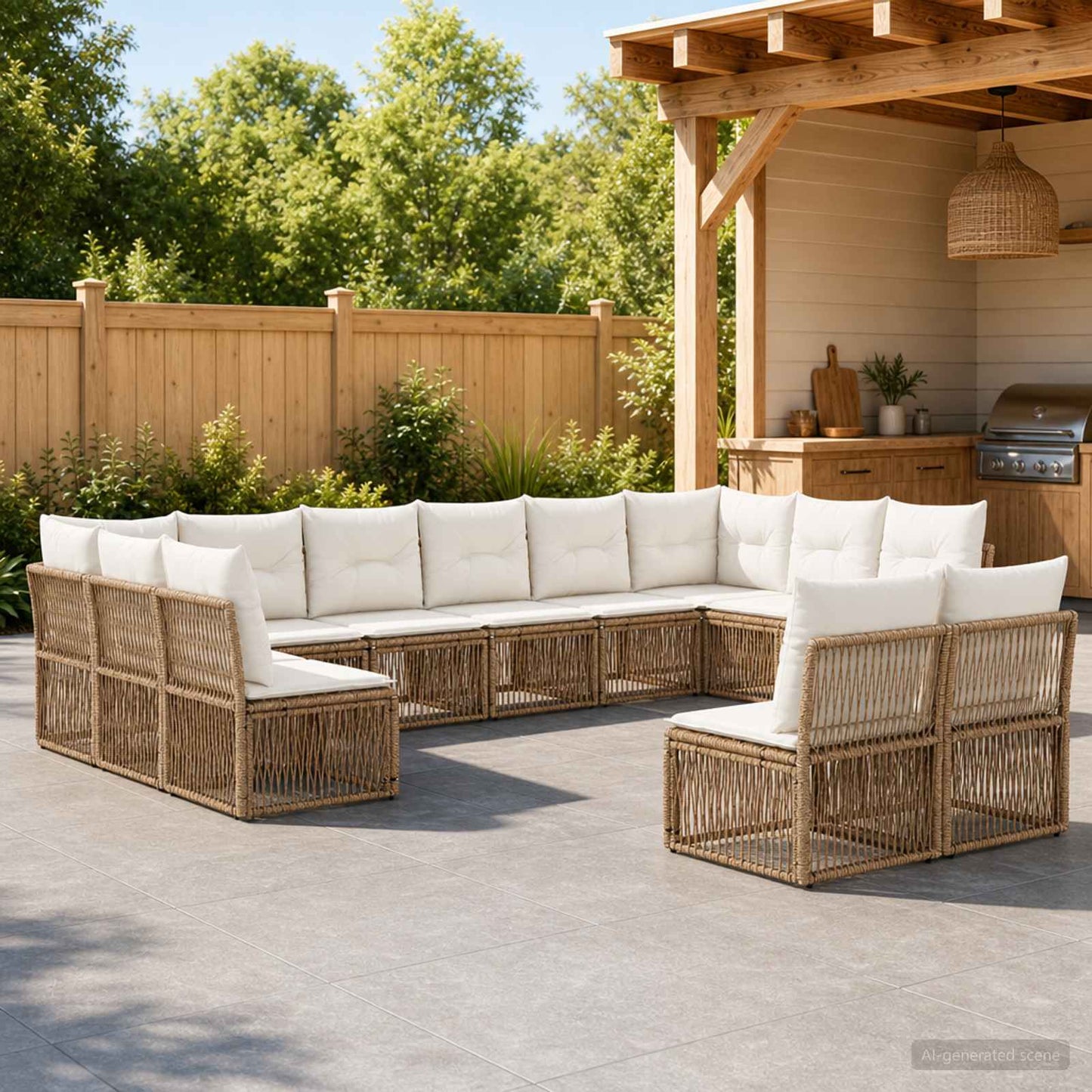 Set Divano da Giardino 12 pcs Beige polyrattan | homemem39