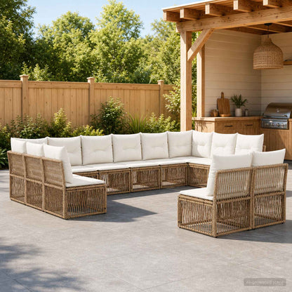 Set Divano da Giardino 12 pcs Beige polyrattan | homemem39