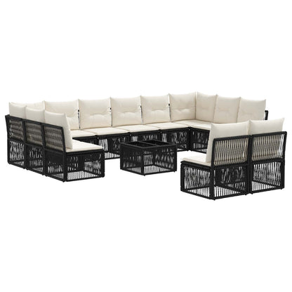 Set Divano da Giardino 13 pcs Nero polyrattan | homemem39
